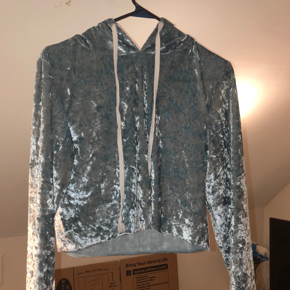 Velvet Long Sleeve Crop Top